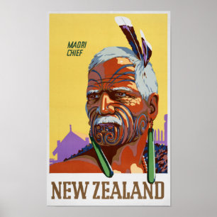 Póster Poster del viaje del vintage de Nueva Zelanda