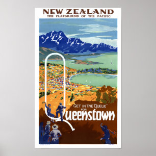 Póster Poster del viaje del vintage de Nueva Zelanda