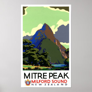 Póster Poster del viaje del vintage de Nueva Zelanda