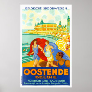 Póster Poster del viaje del vintage de Oostende Bélgica