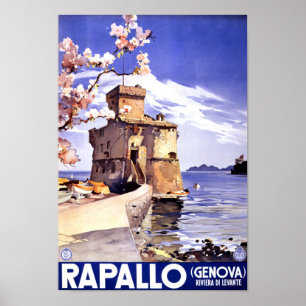 Póster Poster del viaje del vintage de Rapallo Génova