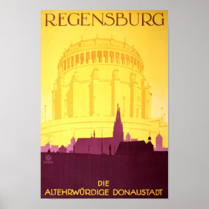 Póster Poster del viaje del vintage de Regensburg