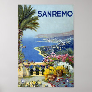 Póster Poster del viaje del vintage de Sanremo Italia
