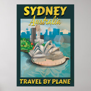 Póster Poster del viaje del vintage de Sydney, Australia