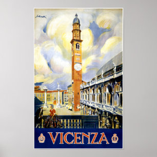 Póster Poster del viaje del vintage de Vicenza Italia