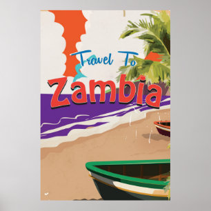 Póster Poster del viaje del vintage de Zambia