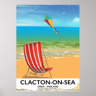 Póster poster del viaje del vintage del Clacton-en-mar,