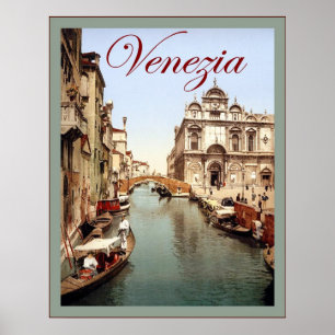 Póster Poster del viaje del vintage del ~ de Venezia