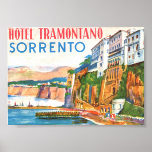 Póster Poster del viaje del vintage, hotel Sorrento