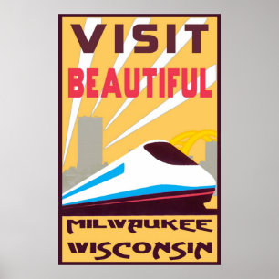 PÓSTER POSTER DEL VIAJE DEL VINTAGE - MILWAUKEE,