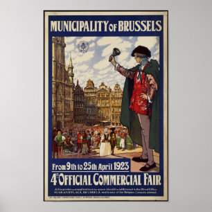 Póster Poster del viaje del vintage para Bruselas
