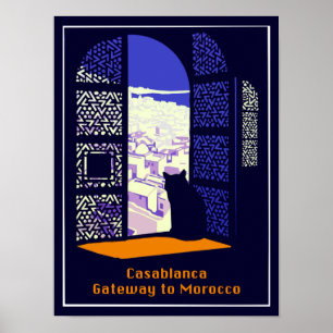 Póster Poster del viaje del vintage para Casablanca,