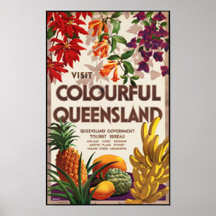 Póster Poster del viaje del vintage para Queensland,