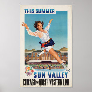 Póster Poster del viaje del vintage para Sun Valley,