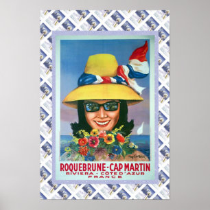 Póster Poster del viaje del vintage, Roquebrune,