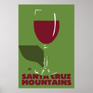 Póster Poster del vino de las montañas de Santa Cruz de