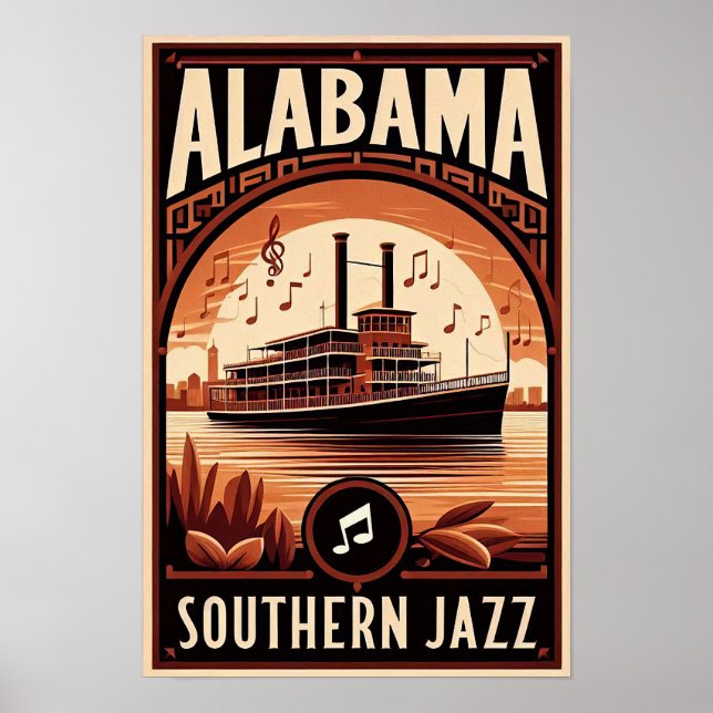 Póster Poster del Vintage Alabama Jazz Riverboat (Frente)