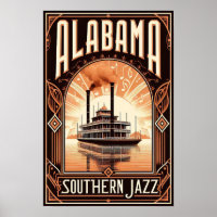 Poster del Vintage Alabama Jazz Riverboat