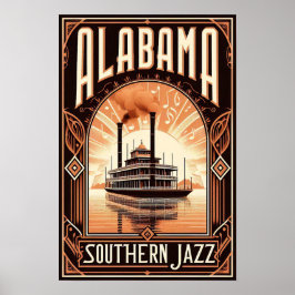 Póster Poster del Vintage Alabama Jazz Riverboat
