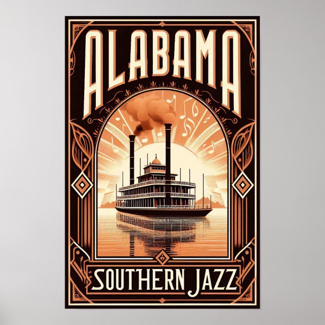 Póster Poster del Vintage Alabama Jazz Riverboat (Frente)