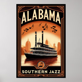 Póster Poster del Vintage Alabama Jazz Riverboat