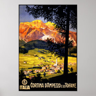 Póster Poster del vintage de la cortina d Ampezzo Italia