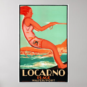 Póster Poster del vintage de Locarno Suiza restaurado