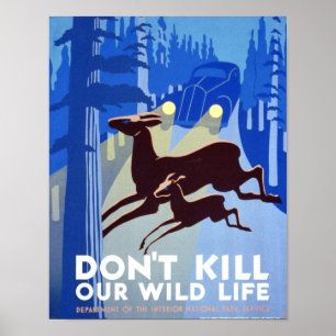 Póster Poster del vintage - no mate a nuestra fauna