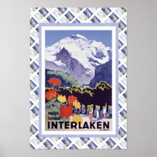 Póster Poster del Vintage Swiss Railway Interlaken