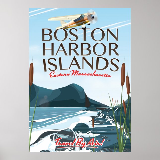 Póster Poster del vuelo de Boston Harbour Massachusetts (Frente)