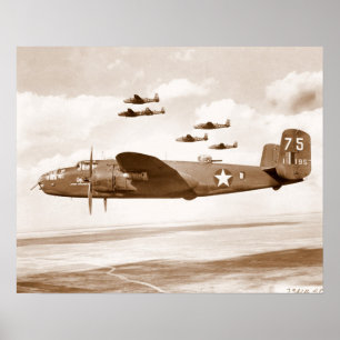 Póster Poster del vuelo del bombardero de B-25 Mitchell