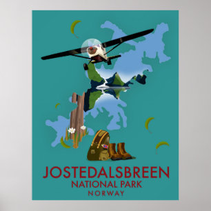 Póster Poster del vuelo del Parque Nacional Jostedalsbree