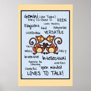 Póster Poster del wordcloud de los géminis