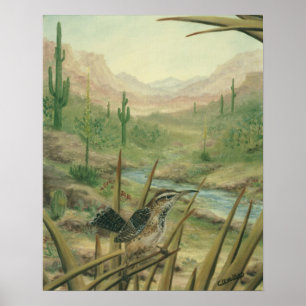 Póster Poster del Wren de cactus del desierto