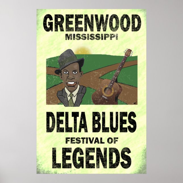 Póster Poster Delta Blues de Greenwood Mississippi (Frente)