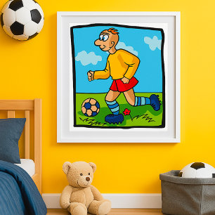 Póster Poster deportivo de jugador de fútbol estudiantil
