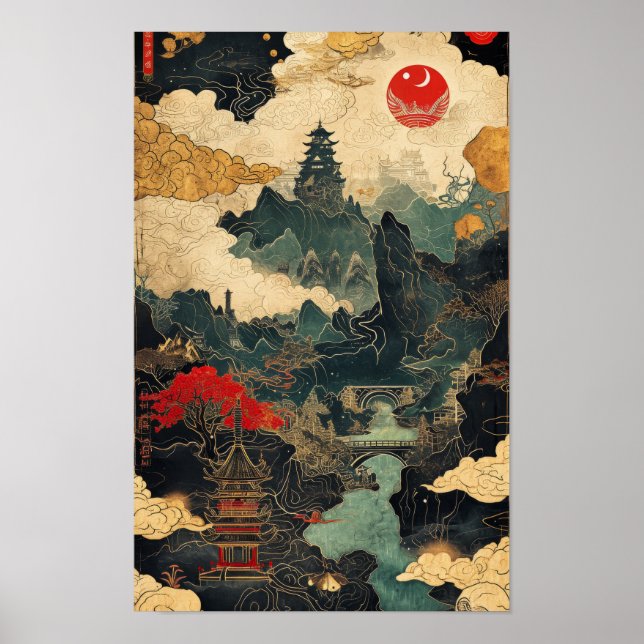 Póster Poster detallado de la hoja de ruta para Asia (Frente)