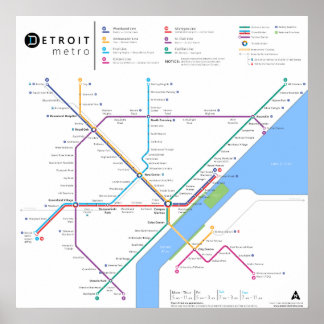 Póster Poster Detroit Metro de 24" x 24" (estándar, nuevo