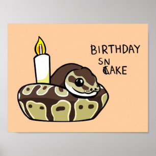 Póster Poster Dibujante de Snake Cute Ball Python