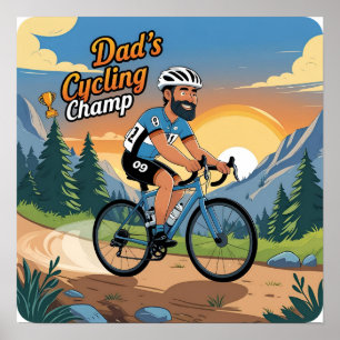 Póster Poster digital de campeón de ciclismo de papá