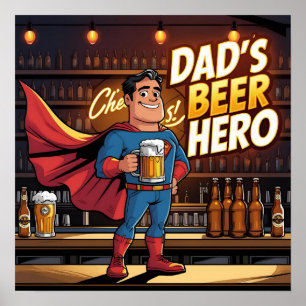 Póster Poster digital de historietas de cerveza de papá