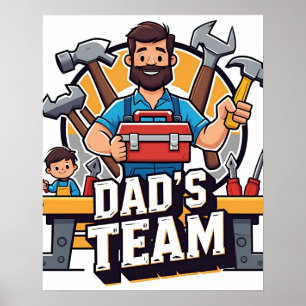 Póster Poster digital de papá, equipo de herramientas fam