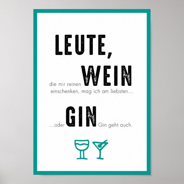 Póster Poster DIN A4 "GIN GEHT AUCH" (Frente)