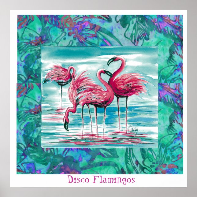 Póster Poster Disco Flamingos (Frente)