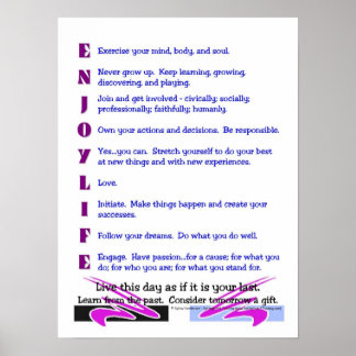 Póster Poster: "Disfruta la vida"