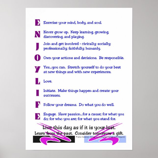 Póster Poster: "Disfruta la vida" (Frente)