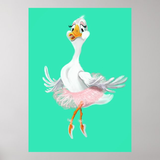 Póster Poster divertida con pato Ballerina - Pintura (Frente)