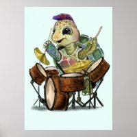 Poster divertida con tambor de tortuga - Pintura