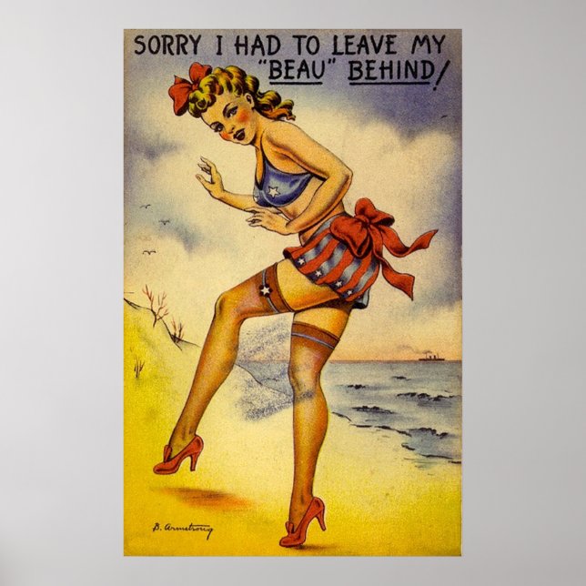 Póster poster divertida de la belleza del baño de los año (Frente)