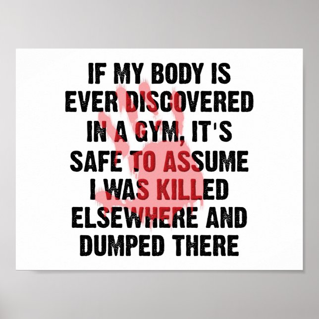 Póster Poster divertida de la escena del crimen de gimnas (Frente)